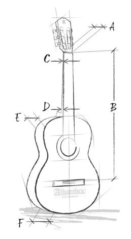 Alhambra White ebony sketch measurements