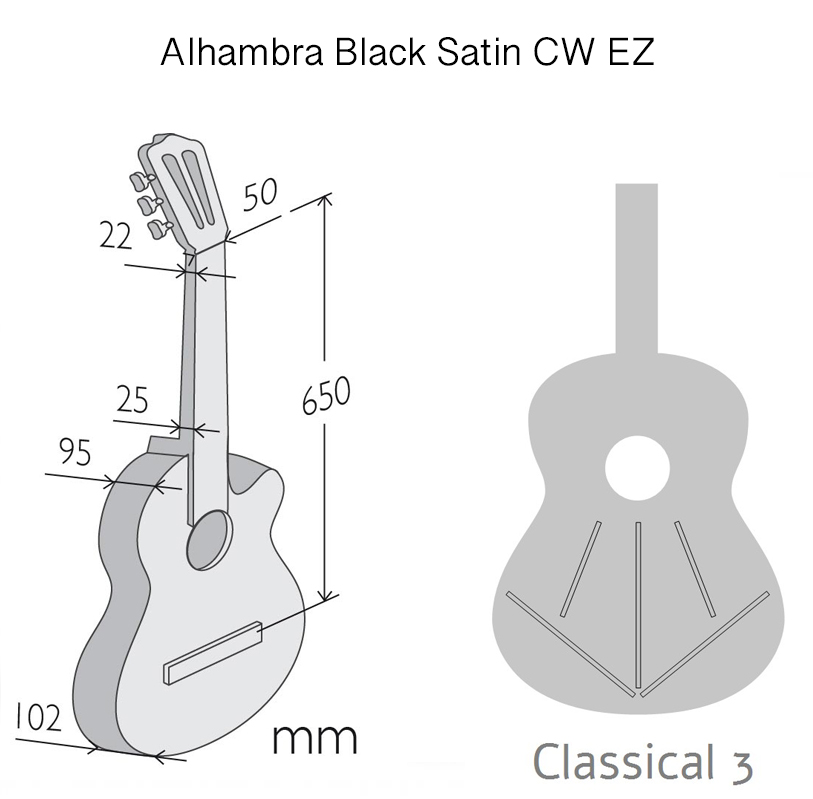 Alhambra Black Satin CW EZ Dimensions